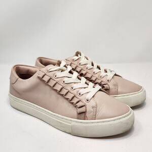 Tory Burch Sport Ruffle Shell Pink Leather Sneakers Women Size 7.5 M Tennis Shoe
